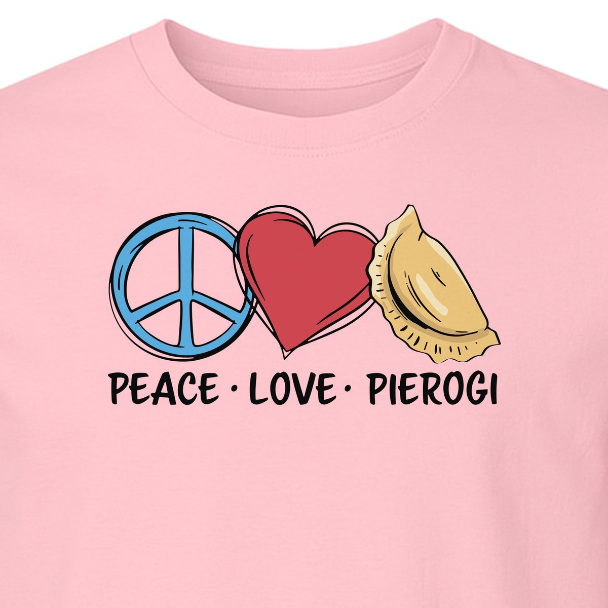 Pierogi T-Shirt, Peace Love Polish Food Graphic for Dumpling Fans and Heritage Gifts