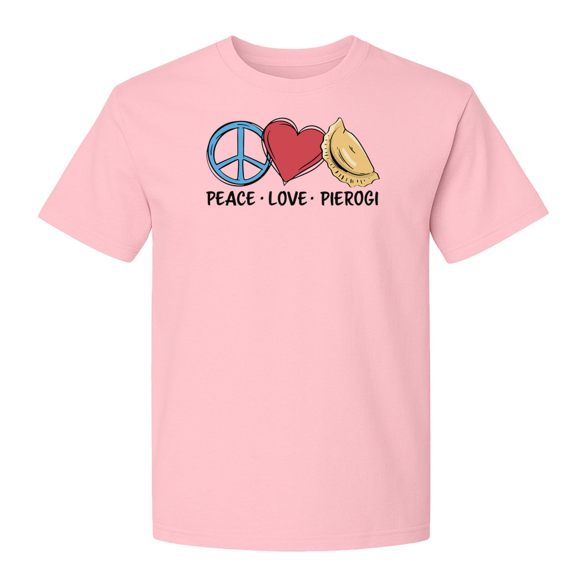 Pierogi T-Shirt, Peace Love Polish Food Graphic for Dumpling Fans and Heritage Gifts