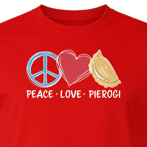 Pierogi T-Shirt, Peace Love Polish Food Graphic for Dumpling Fans and Heritage Gifts