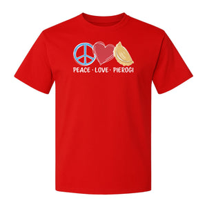Pierogi T-Shirt, Peace Love Polish Food Graphic for Dumpling Fans and Heritage Gifts