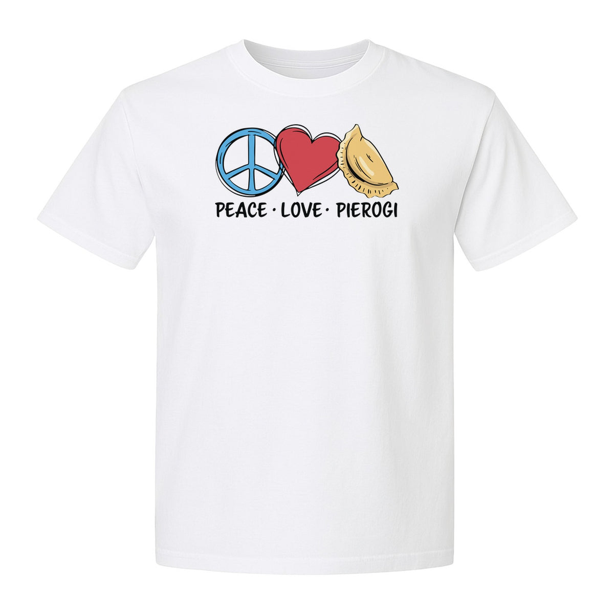 Pierogi T-Shirt, Peace Love Polish Food Graphic for Dumpling Fans and Heritage Gifts