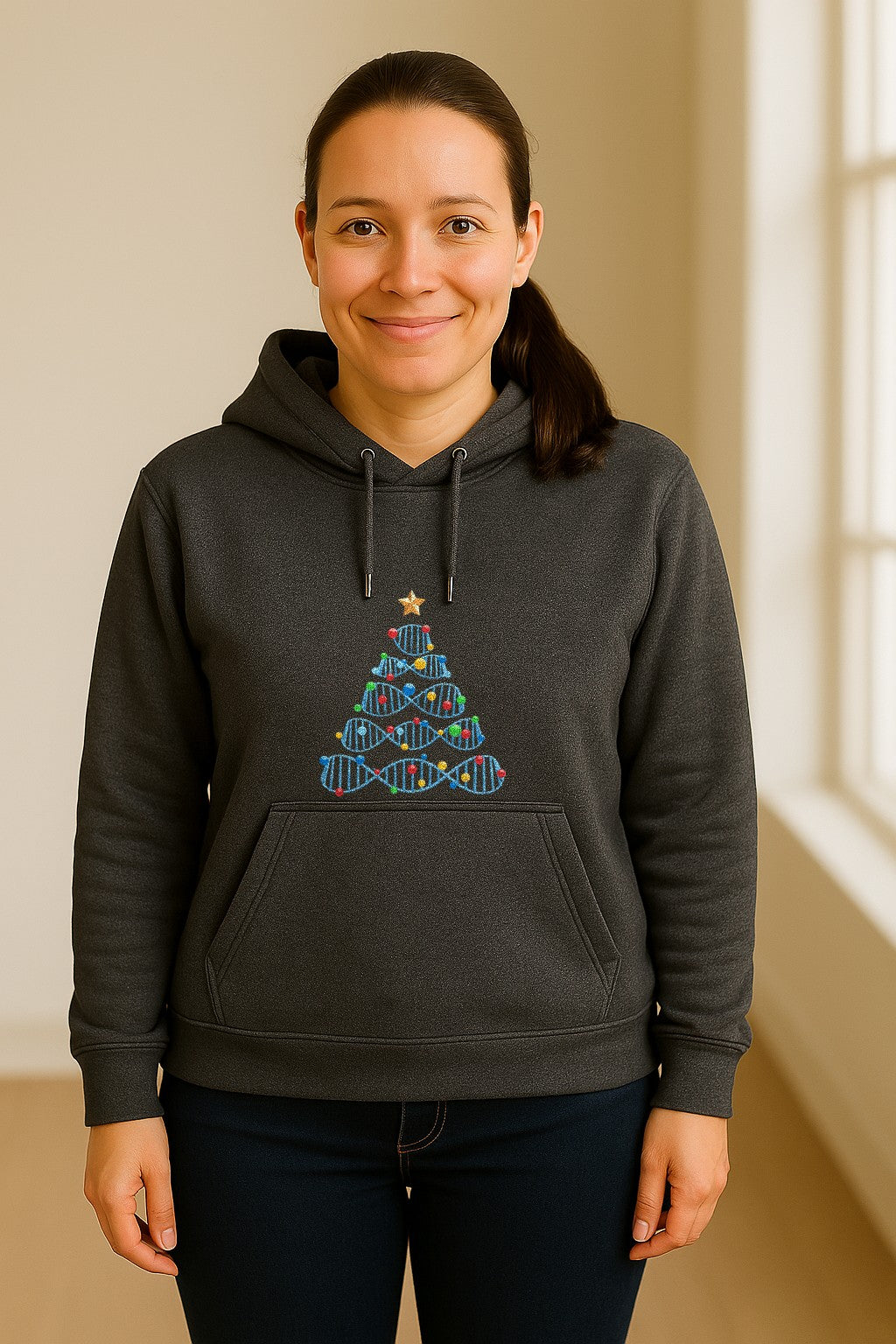Science Christmas Hoodie, DNA Tree Design for Chemistry Teachers and Lab Lovers