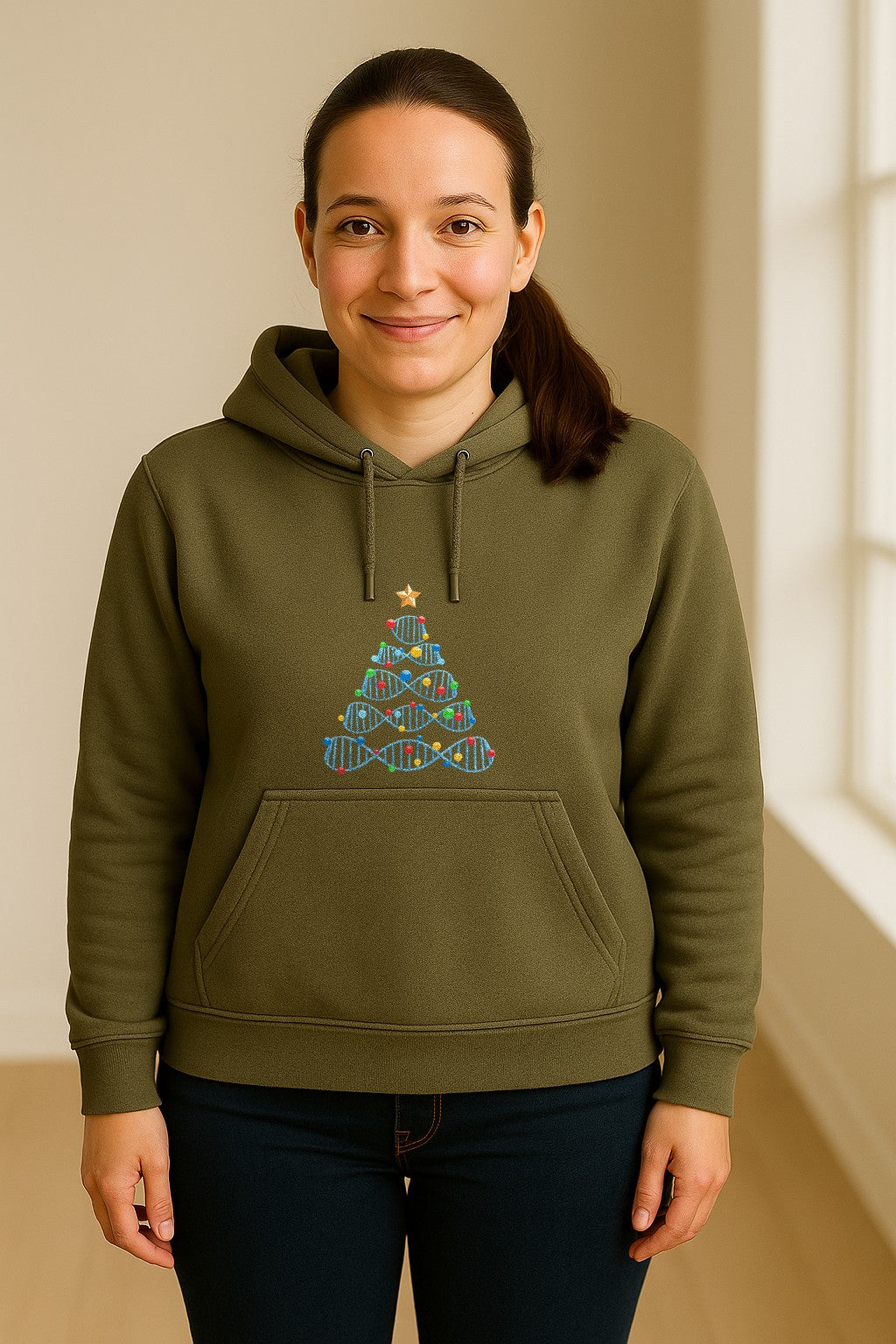 Science Christmas Hoodie, DNA Tree Design for Chemistry Teachers and Lab Lovers