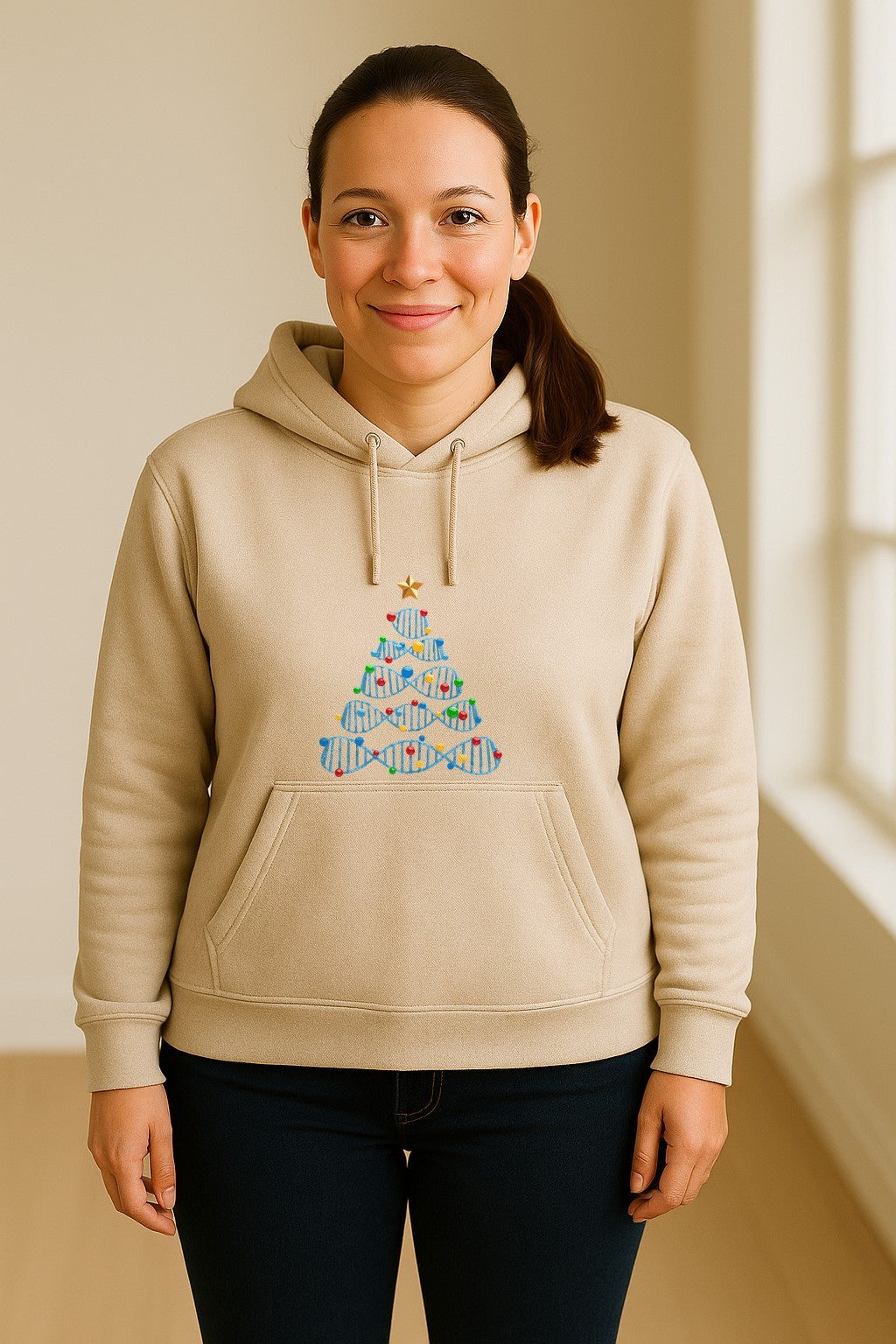 Science Christmas Hoodie, DNA Tree Design for Chemistry Teachers and Lab Lovers