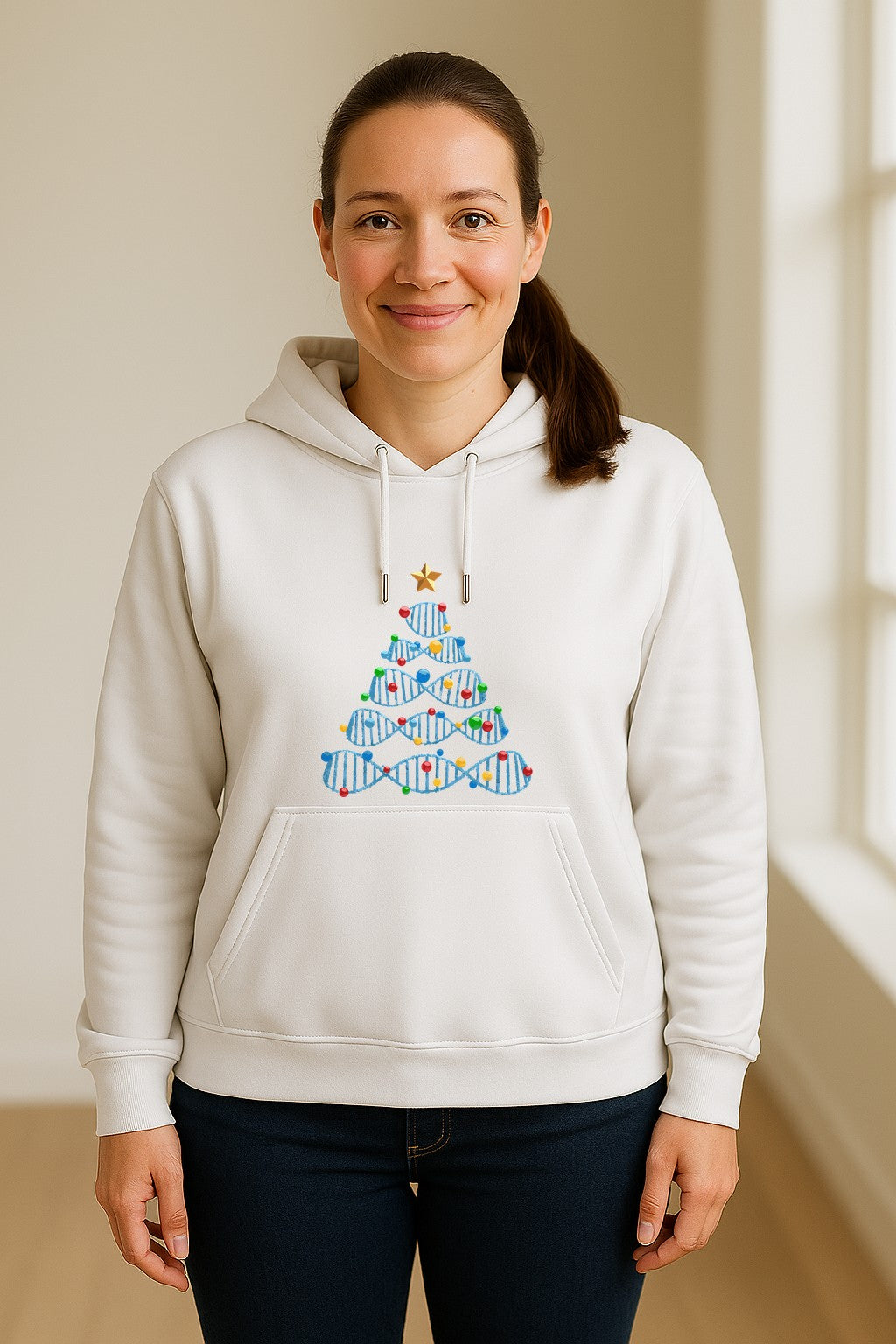 Science Christmas Hoodie, DNA Tree Design for Chemistry Teachers and Lab Lovers