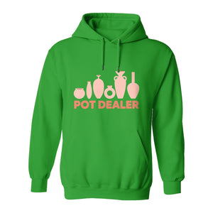 Pot Dealer Hoodie, Funny Pottery Artist Pullover with Ceramic Vessels for Ceramicists and Clay Crafters
