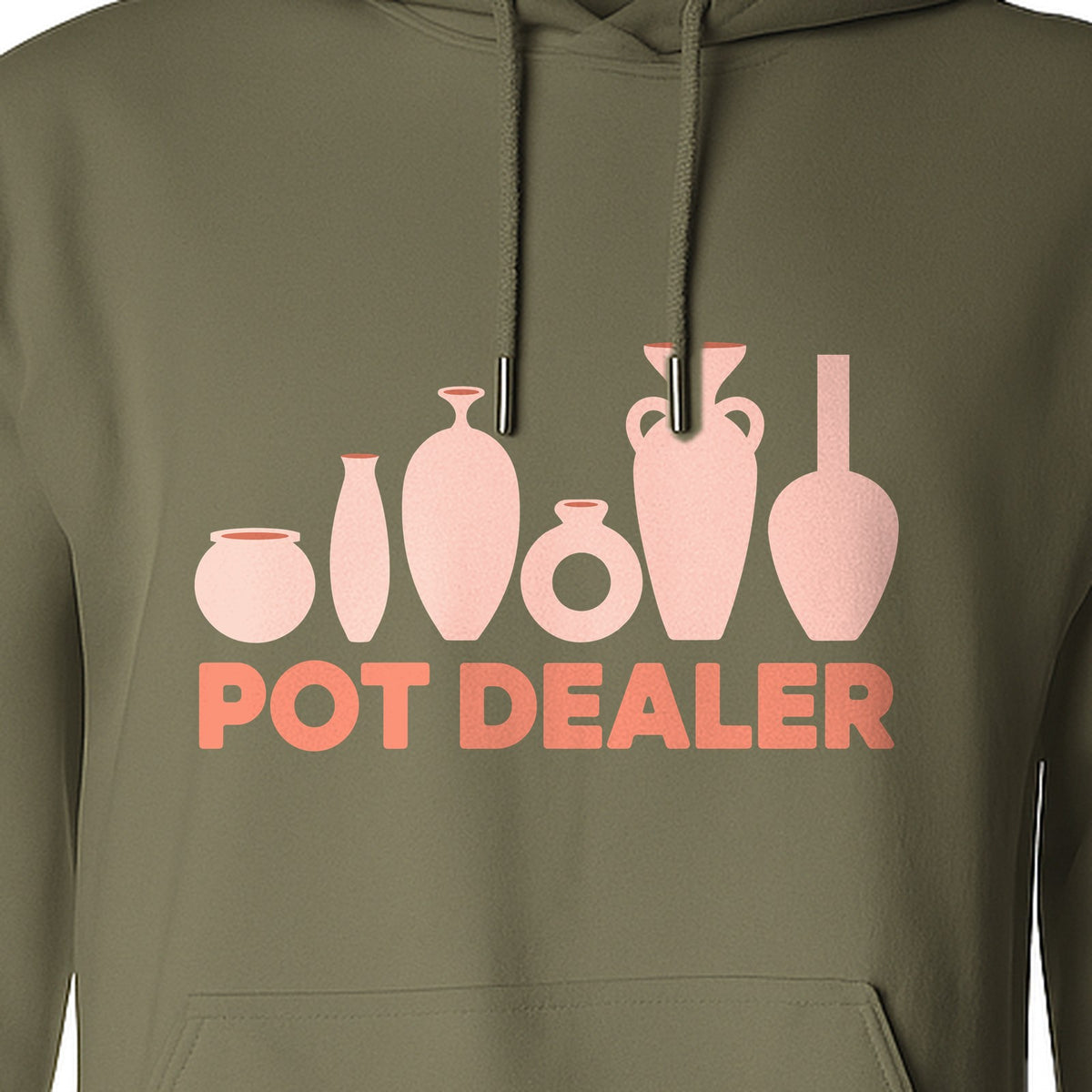 Pot Dealer Hoodie, Funny Pottery Artist Pullover with Ceramic Vessels for Ceramicists and Clay Crafters