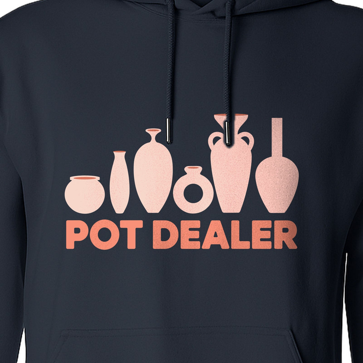 Pot Dealer Hoodie, Funny Pottery Artist Pullover with Ceramic Vessels for Ceramicists and Clay Crafters