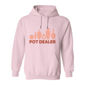 Pot Dealer Hoodie, Funny Pottery Artist Pullover with Ceramic Vessels for Ceramicists and Clay Crafters