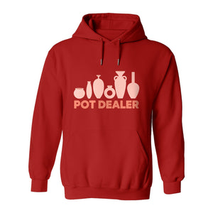Pot Dealer Hoodie, Funny Pottery Artist Pullover with Ceramic Vessels for Ceramicists and Clay Crafters