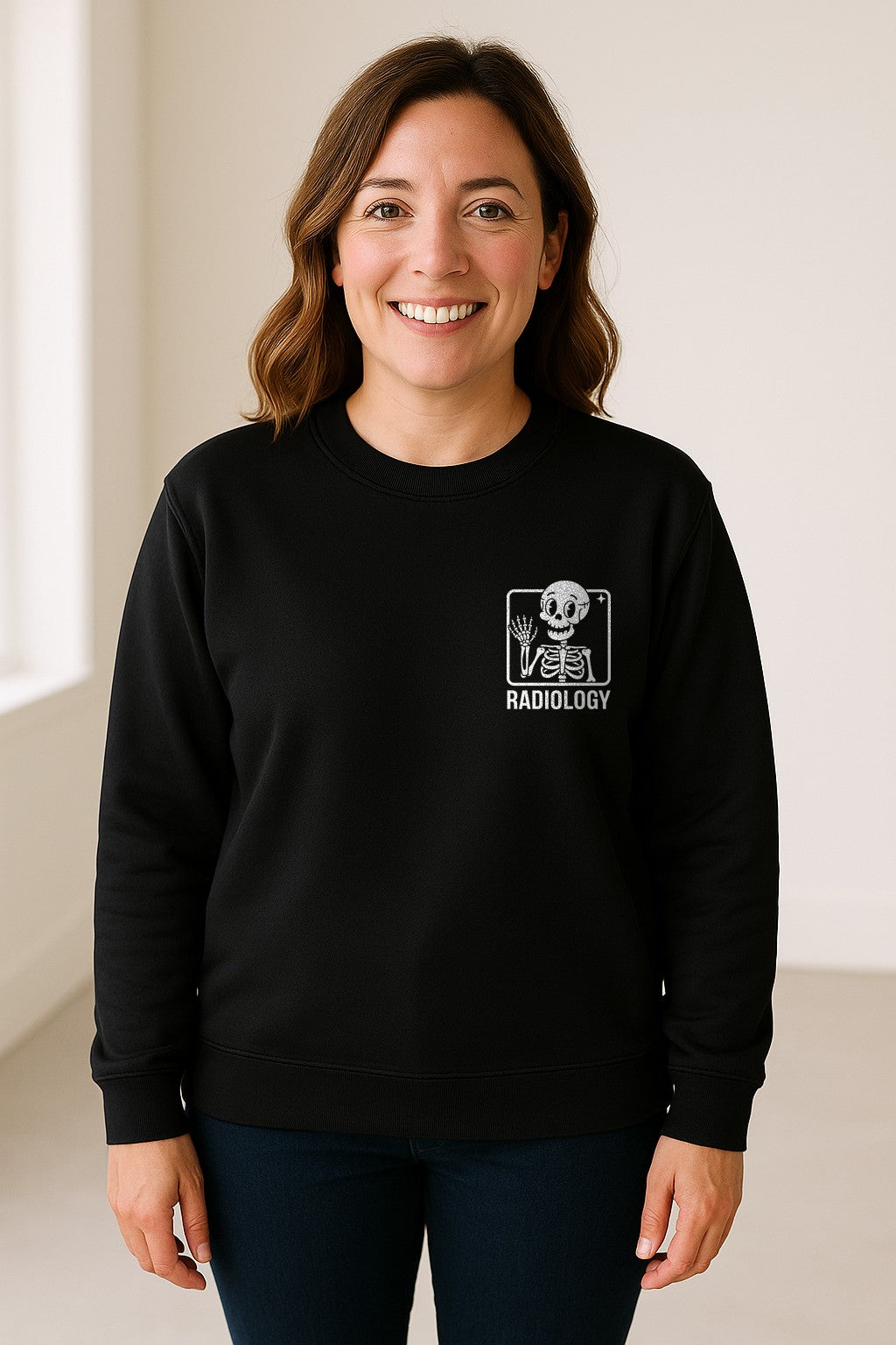 Radiology Sweatshirt, Skeleton X-Ray Pocket Design for Rad Techs and Radiographers