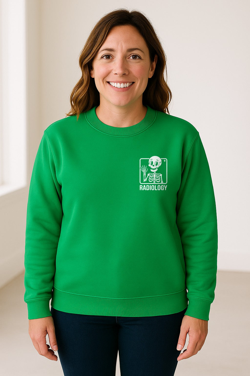 Radiology Sweatshirt, Skeleton X-Ray Pocket Design for Rad Techs and Radiographers