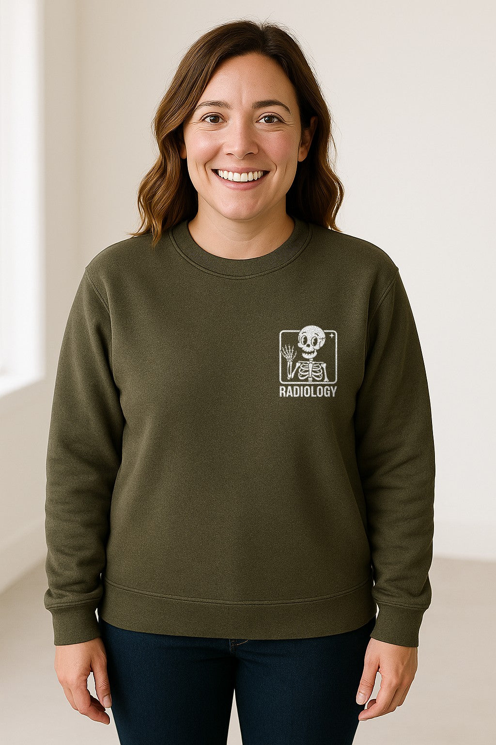 Radiology Sweatshirt, Skeleton X-Ray Pocket Design for Rad Techs and Radiographers