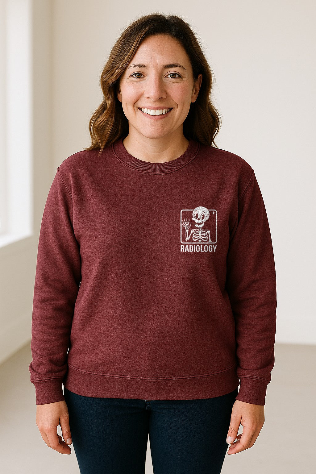 Radiology Sweatshirt, Skeleton X-Ray Pocket Design for Rad Techs and Radiographers