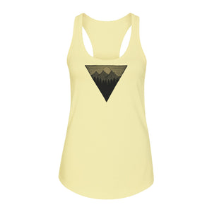 Geometric Moon and Mountain Women's Racerback Tank Top, Outdoor Adventure Landscape Design
