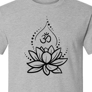 Yoga T-Shirt, Lotus Om Meditation Design for Mindfulness Practice and Spiritual Gifts