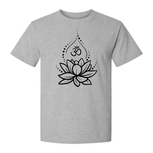 Yoga T-Shirt, Lotus Om Meditation Design for Mindfulness Practice and Spiritual Gifts