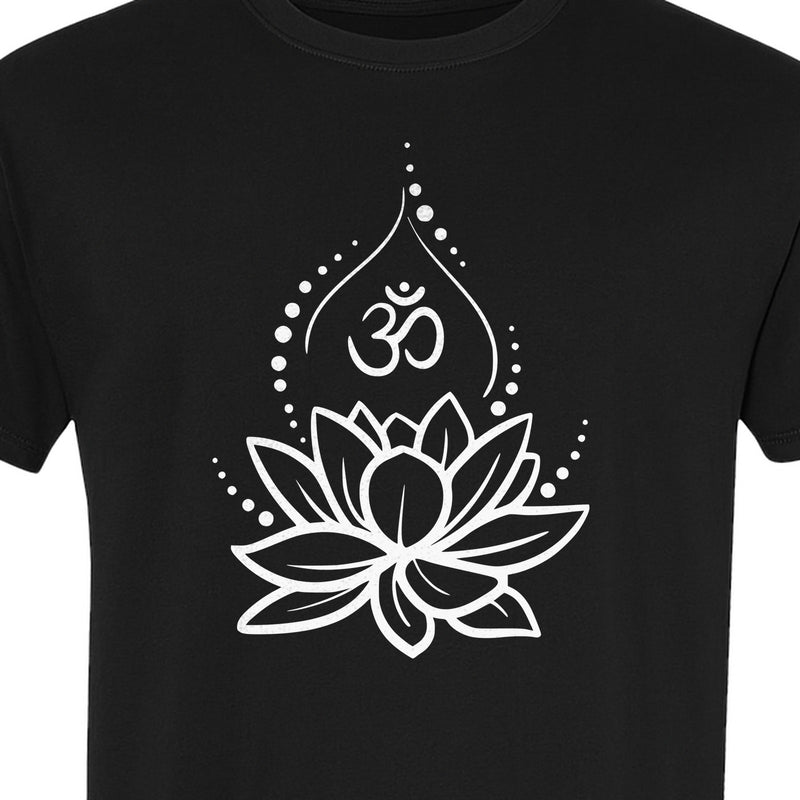 Yoga T-Shirt, Lotus Om Meditation Design for Mindfulness Practice and Spiritual Gifts