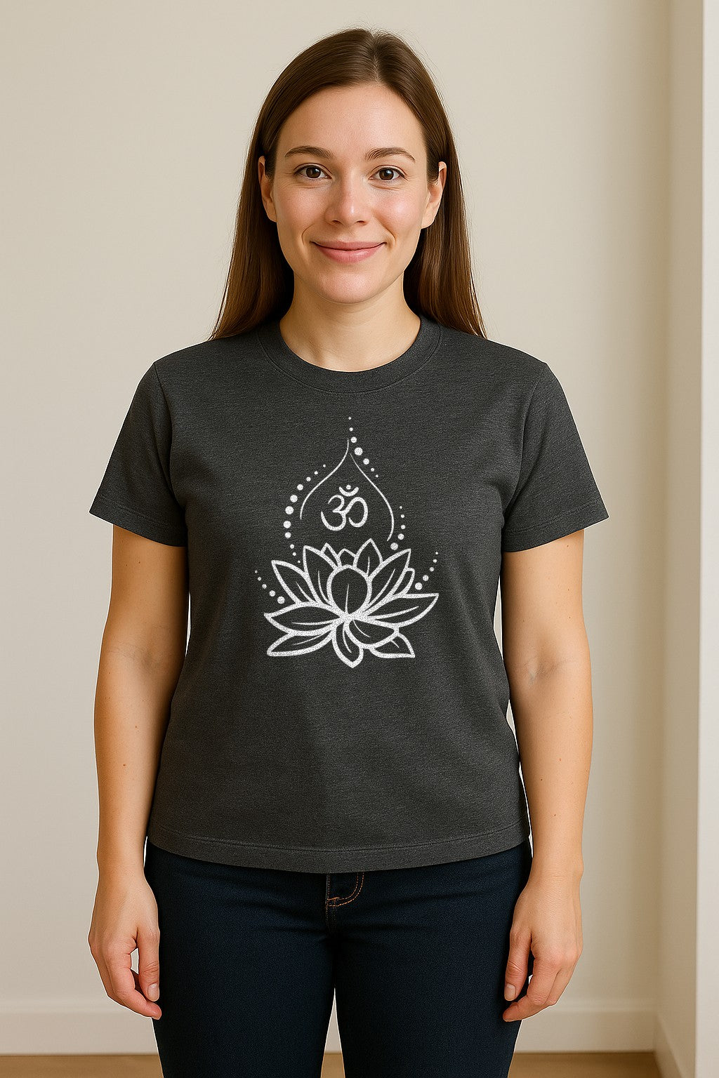Yoga T-Shirt, Lotus Om Meditation Design for Mindfulness Practice and Spiritual Gifts