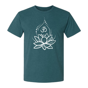 Yoga T-Shirt, Lotus Om Meditation Design for Mindfulness Practice and Spiritual Gifts