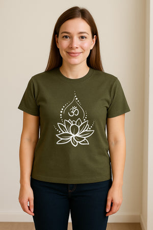 Yoga T-Shirt, Lotus Om Meditation Design for Mindfulness Practice and Spiritual Gifts