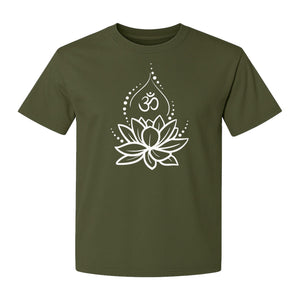 Yoga T-Shirt, Lotus Om Meditation Design for Mindfulness Practice and Spiritual Gifts