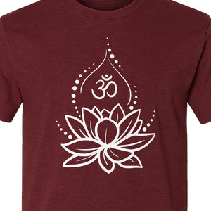 Yoga T-Shirt, Lotus Om Meditation Design for Mindfulness Practice and Spiritual Gifts