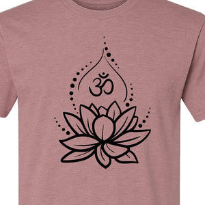 Yoga T-Shirt, Lotus Om Meditation Design for Mindfulness Practice and Spiritual Gifts