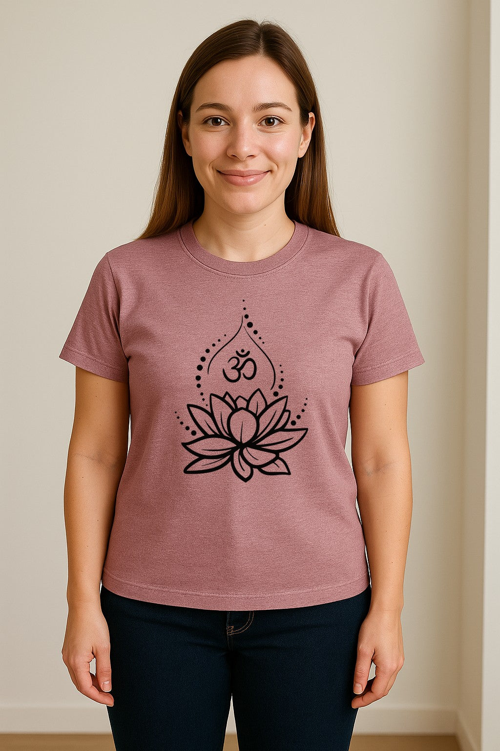 Yoga T-Shirt, Lotus Om Meditation Design for Mindfulness Practice and Spiritual Gifts