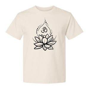 Yoga T-Shirt, Lotus Om Meditation Design for Mindfulness Practice and Spiritual Gifts