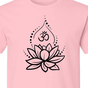Yoga T-Shirt, Lotus Om Meditation Design for Mindfulness Practice and Spiritual Gifts