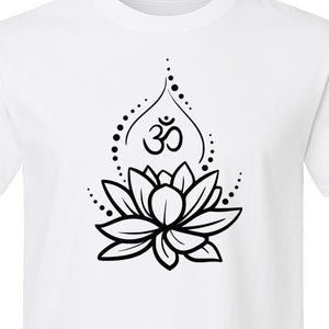 Yoga T-Shirt, Lotus Om Meditation Design for Mindfulness Practice and Spiritual Gifts