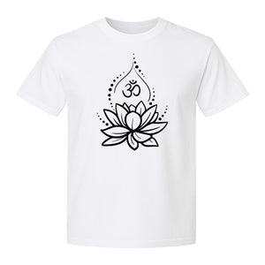 Yoga T-Shirt, Lotus Om Meditation Design for Mindfulness Practice and Spiritual Gifts