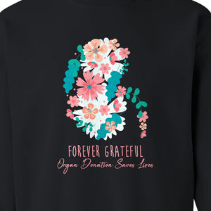 Kidney Transplant Sweatshirt, Forever Grateful Floral Organ Donation Awareness Crewneck