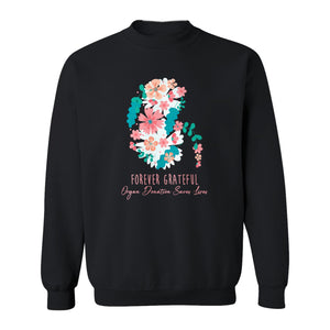 Kidney Transplant Sweatshirt, Forever Grateful Floral Organ Donation Awareness Crewneck