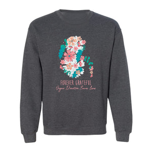 Kidney Transplant Sweatshirt, Forever Grateful Floral Organ Donation Awareness Crewneck