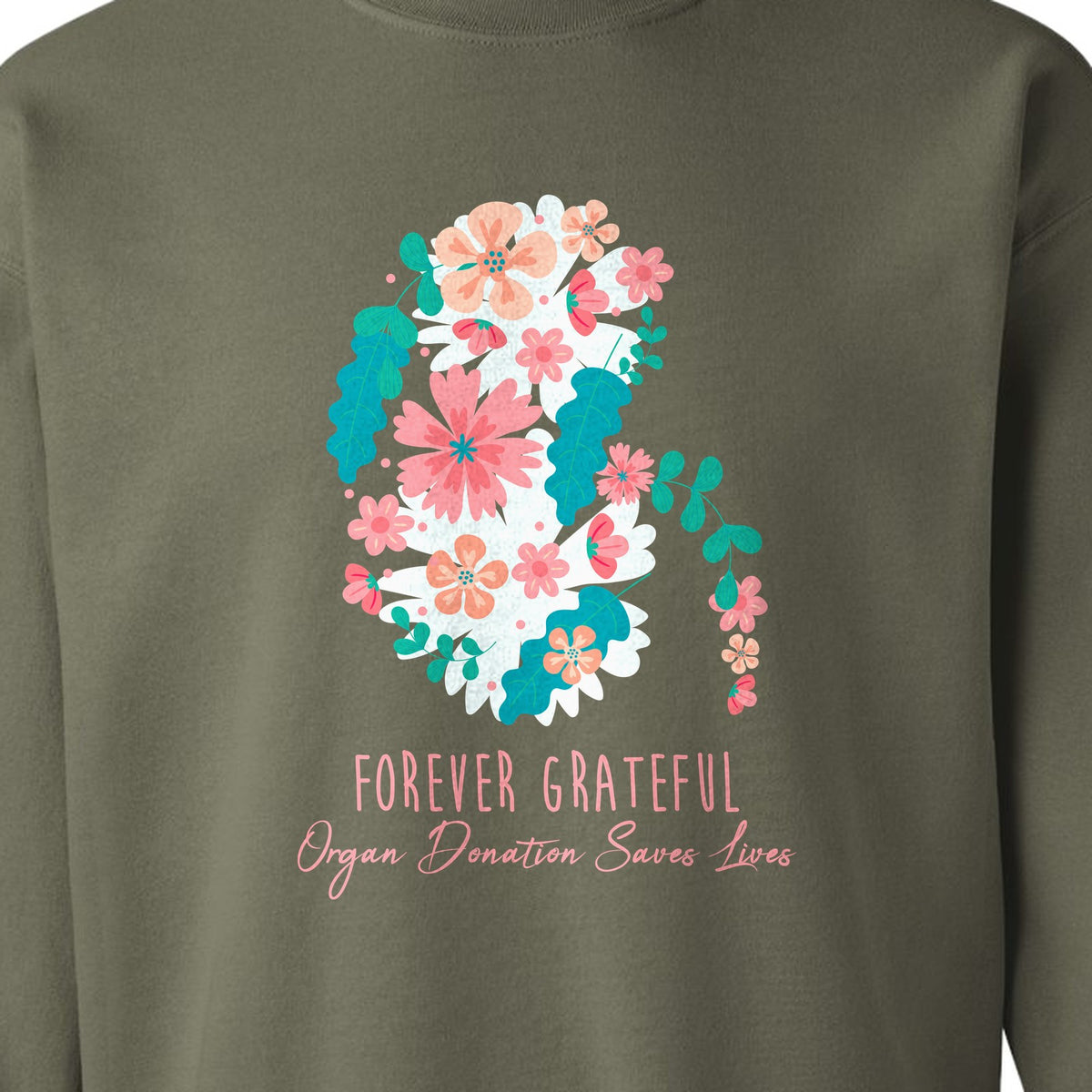 Kidney Transplant Sweatshirt, Forever Grateful Floral Organ Donation Awareness Crewneck