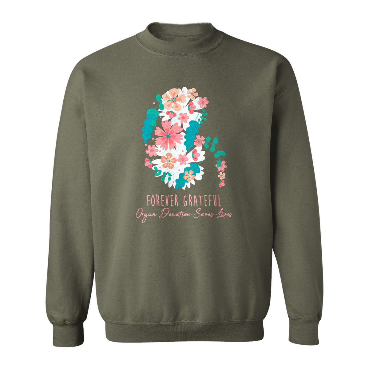 Kidney Transplant Sweatshirt, Forever Grateful Floral Organ Donation Awareness Crewneck