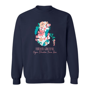 Kidney Transplant Sweatshirt, Forever Grateful Floral Organ Donation Awareness Crewneck