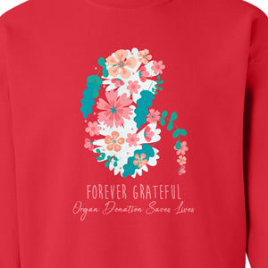 Kidney Transplant Sweatshirt, Forever Grateful Floral Organ Donation Awareness Crewneck