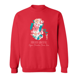 Kidney Transplant Sweatshirt, Forever Grateful Floral Organ Donation Awareness Crewneck