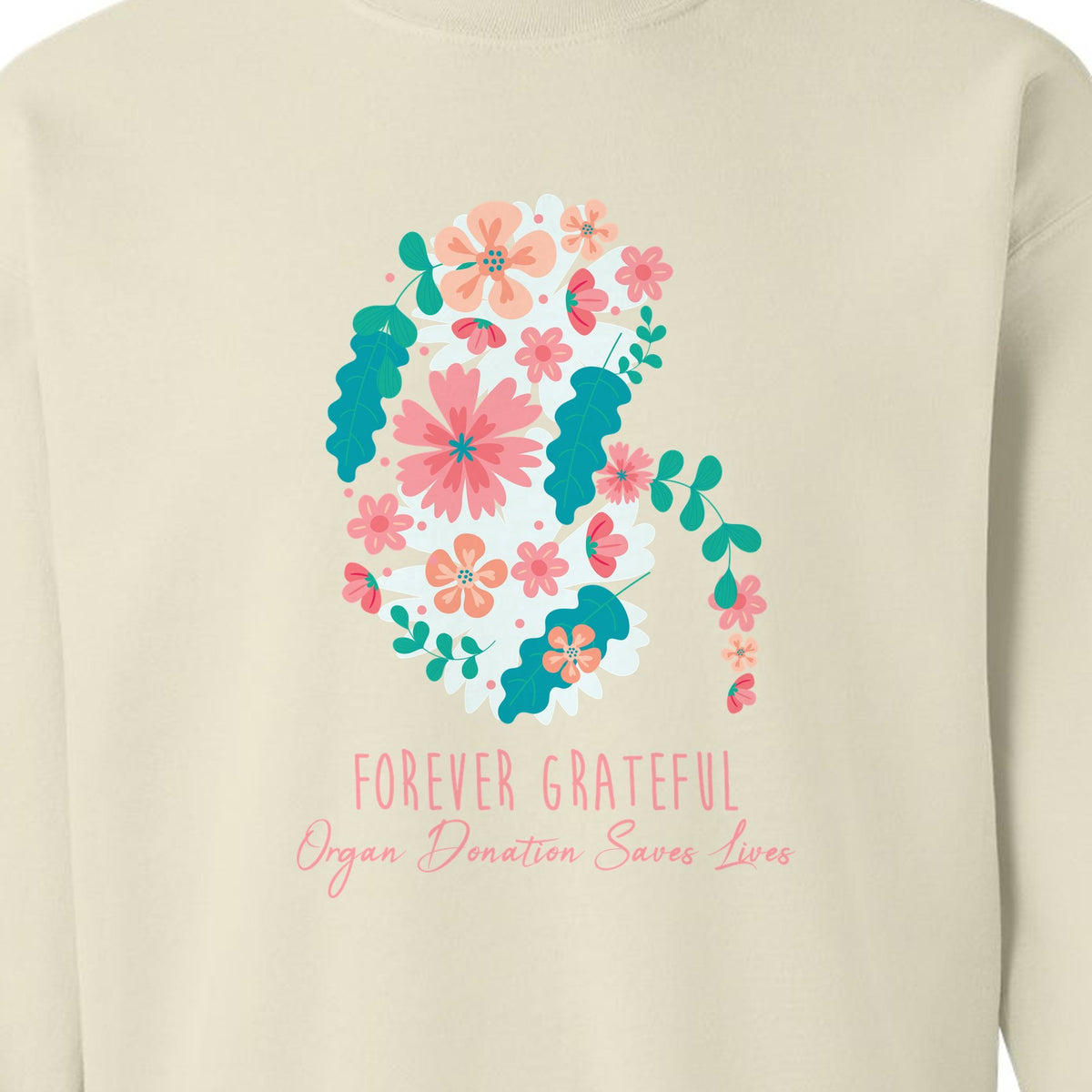 Kidney Transplant Sweatshirt, Forever Grateful Floral Organ Donation Awareness Crewneck