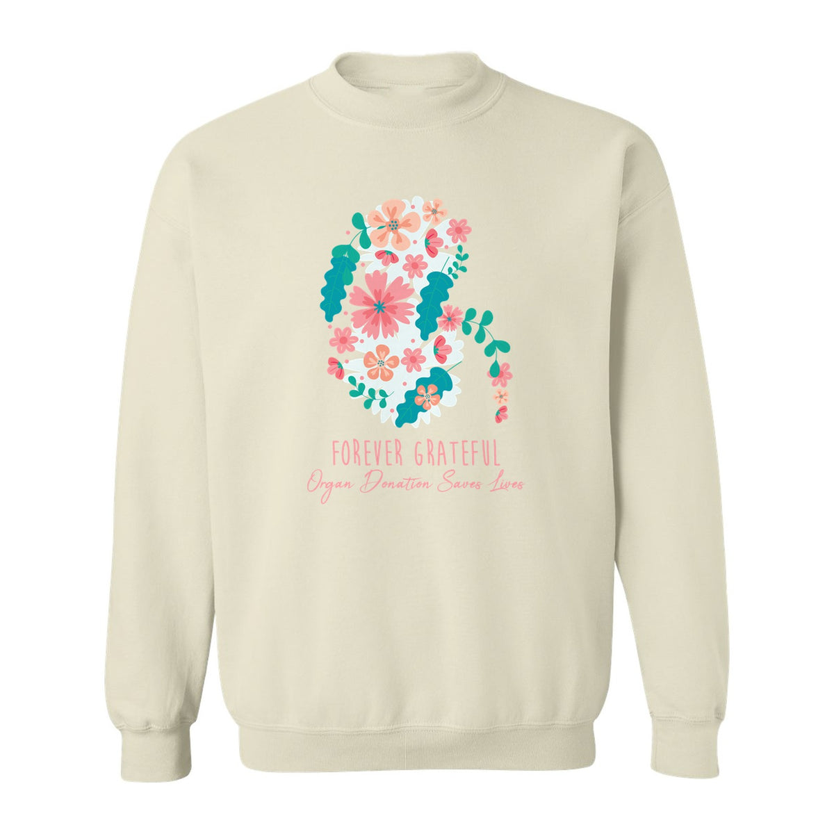 Kidney Transplant Sweatshirt, Forever Grateful Floral Organ Donation Awareness Crewneck