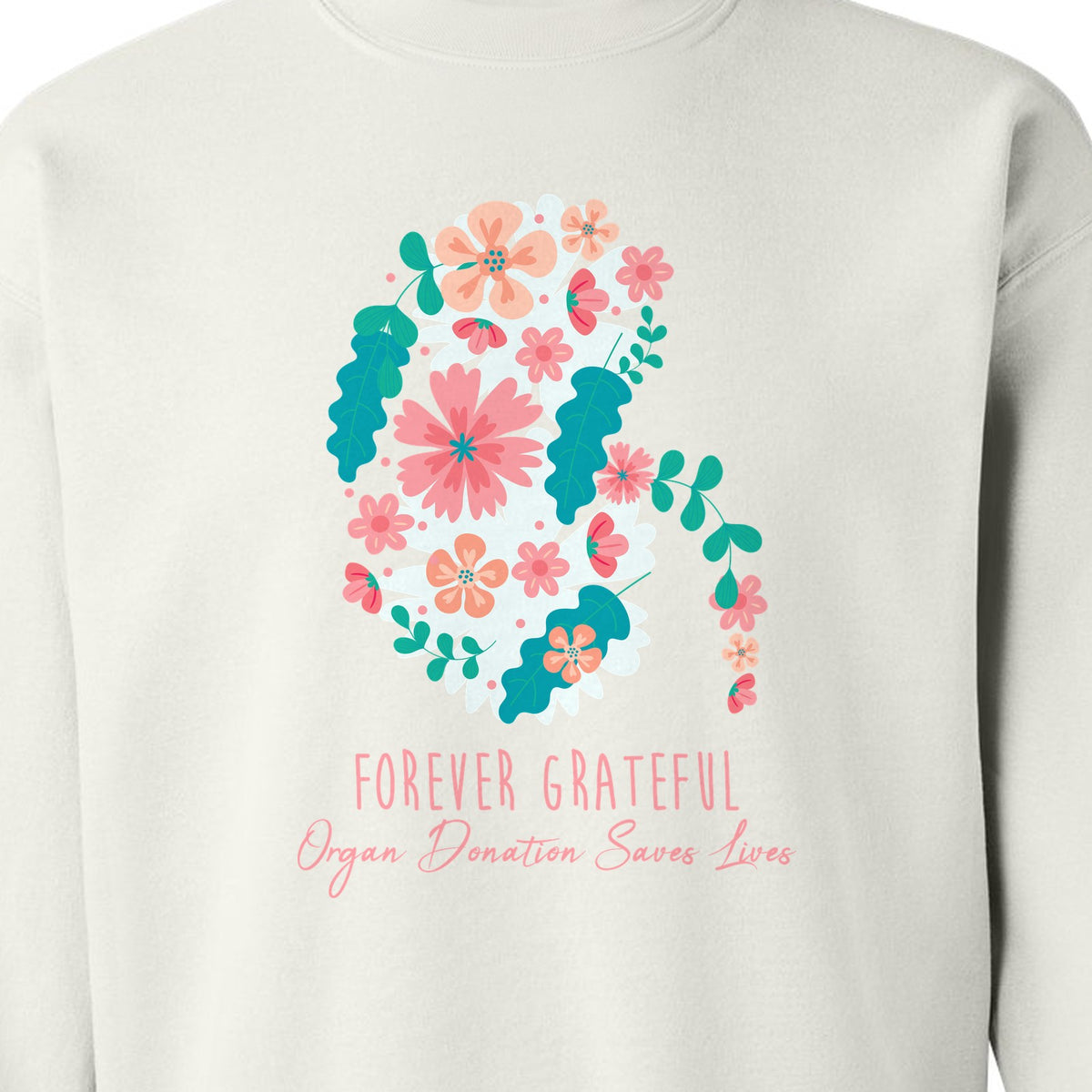 Kidney Transplant Sweatshirt, Forever Grateful Floral Organ Donation Awareness Crewneck