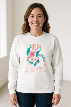 Kidney Transplant Sweatshirt, Forever Grateful Floral Organ Donation Awareness Crewneck