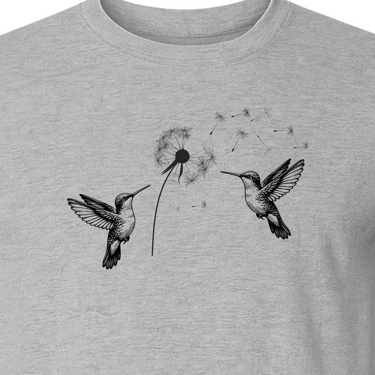 Hummingbird T-Shirt, Dandelion Flight Graphic for Birdwatchers and Nature Lovers