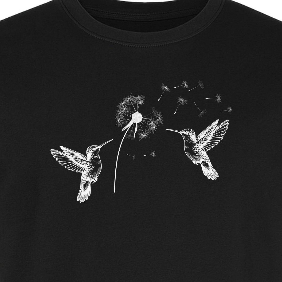 Hummingbird T-Shirt, Dandelion Flight Graphic for Birdwatchers and Nature Lovers