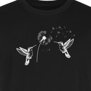 Hummingbird T-Shirt, Dandelion Flight Graphic for Birdwatchers and Nature Lovers