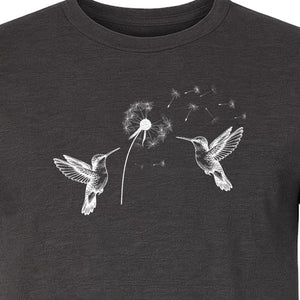 Hummingbird T-Shirt, Dandelion Flight Graphic for Birdwatchers and Nature Lovers