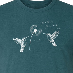 Hummingbird T-Shirt, Dandelion Flight Graphic for Birdwatchers and Nature Lovers